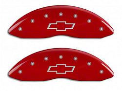 MGP Brake Caliper Covers with Bowtie Logo; Red; Front Only (07-13 Silverado 1500)