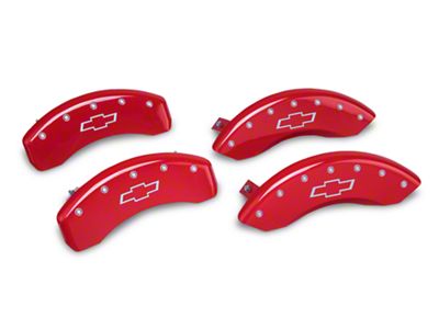MGP Brake Caliper Covers with Bowtie Logo; Red; Front and Rear (14-18 Silverado 1500)