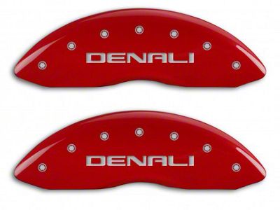 MGP Brake Caliper Covers with DENALI Logo; Red; Front and Rear (14-18 Sierra 1500)