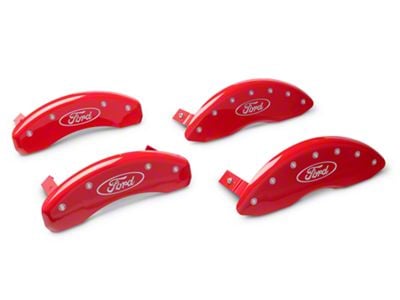 MGP Brake Caliper Covers with Ford Oval Logo; Red; Front and Rear (09-20 F-150)