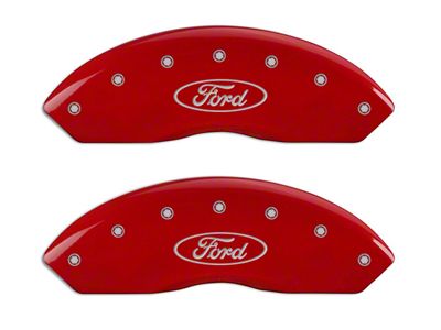 MGP Brake Caliper Covers with Ford Oval Logo; Red; Front and Rear (97-03 F-150)