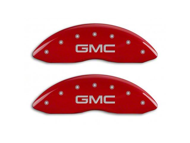 MGP Brake Caliper Covers with GMC Logo; Red; Front Only (07-13 Sierra 1500)