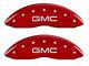 MGP Brake Caliper Covers with GMC Logo; Red; Front Only (07-13 Sierra 1500)