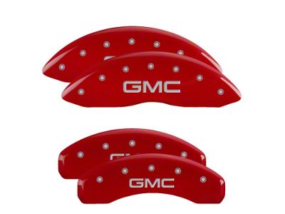 MGP Brake Caliper Covers with GMC Logo; Red; Front and Rear (07-13 Sierra 1500)