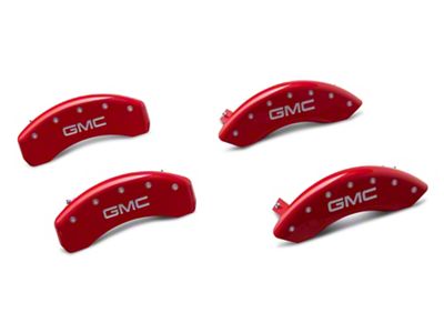 MGP Brake Caliper Covers with GMC Logo; Red; Front and Rear (14-18 Sierra 1500)