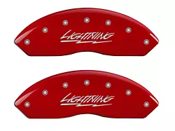 MGP Brake Caliper Covers with Lightning Logo; Red; Front and Rear (99-03 F-150 Lightning)