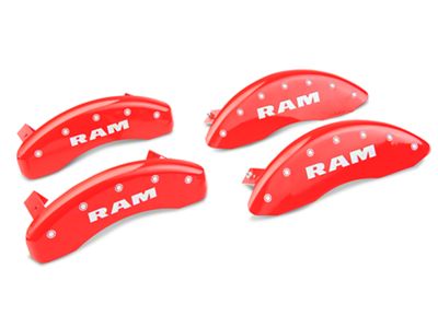 MGP Brake Caliper Covers with RAM Logo; Red; Front and Rear (11-18 RAM 1500)