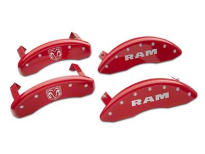 MGP Brake Caliper Covers with RAM and RAMHEAD Logo; Red; Front and Rear (11-18 RAM 1500)
