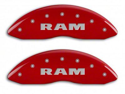 MGP Brake Caliper Covers with RAMHEAD Logo; Red; Front and Rear (02-05 RAM 1500, Excluding SRT-10)