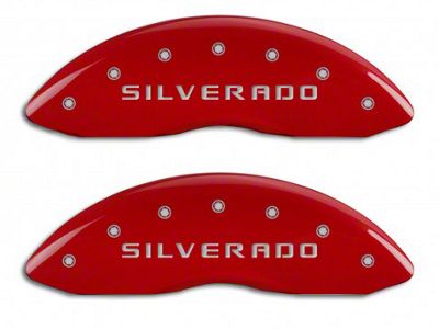 MGP Brake Caliper Covers with Silverado Logo; Red; Front Only (07-13 Silverado 1500)