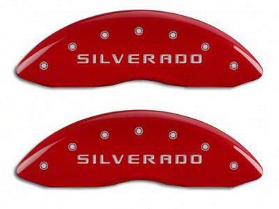 MGP Brake Caliper Covers with Silverado Logo; Red; Front Only (07-13 Silverado 1500)