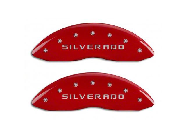 MGP Brake Caliper Covers with Silverado Logo; Red; Front Only (07-13 Silverado 1500)