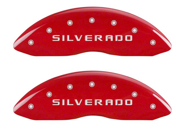 MGP Brake Caliper Covers with Silverado Logo; Red; Front and Rear (07-13 Silverado 1500)