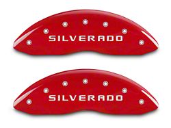 MGP Brake Caliper Covers with Silverado Logo; Red; Front and Rear (14-18 Silverado 1500)