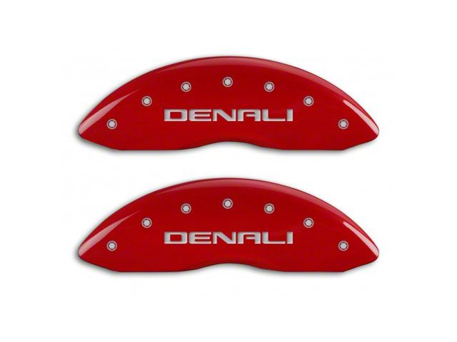 MGP Brake Caliper Covers with DENALI Logo; Red; Front and Rear (09-13 Sierra 1500)