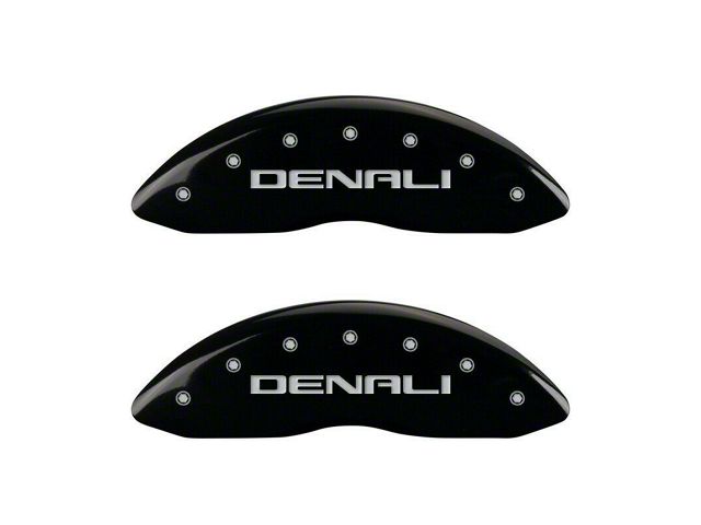 MGP Brake Caliper Covers with Denali Logo; Black; Front and Rear (19-24 Sierra 1500)