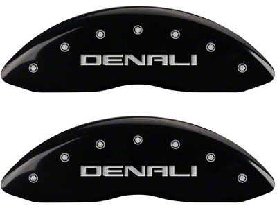 MGP Brake Caliper Covers with Denali Logo; Black; Front and Rear (00-06 4WD Sierra 1500 w/ Dual Piston Rear Calipers)