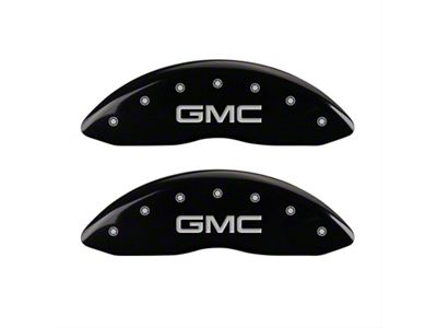 MGP Brake Caliper Covers with GMC Logo; Black; Front and Rear (99-06 2WD Sierra 1500 w/ Single Piston Rear Calipers)