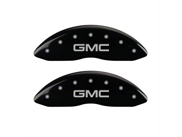 MGP Brake Caliper Covers with GMC Logo; Black; Front and Rear (99-06 2WD Sierra 1500 w/ Single Piston Rear Calipers)