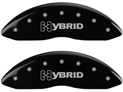 MGP Brake Caliper Covers with Hybrid Logo; Black; Front and Rear (99-06 2WD Sierra 1500 w/ Single Piston Rear Calipers)