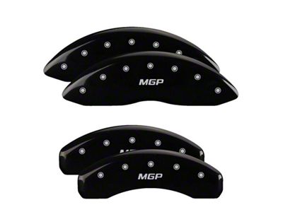 MGP Brake Caliper Covers with MGP Logo; Black; Front and Rear (99-06 2WD Sierra 1500 w/ Single Piston Rear Calipers)