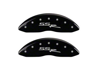 MGP Brake Caliper Covers with SSR Logo; Black; Front and Rear (99-06 2WD Sierra 1500 w/ Single Piston Rear Calipers)