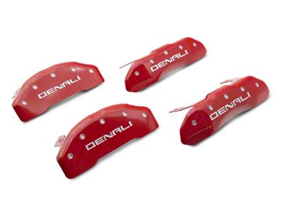 MGP Brake Caliper Covers with Denali Logo; Red; Front and Rear (19-24 Sierra 1500)