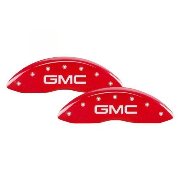 MGP Sierra 1500 Brake Caliper Covers with GMC Logo; Red; Front and Rear 14252SGMCRD (1924