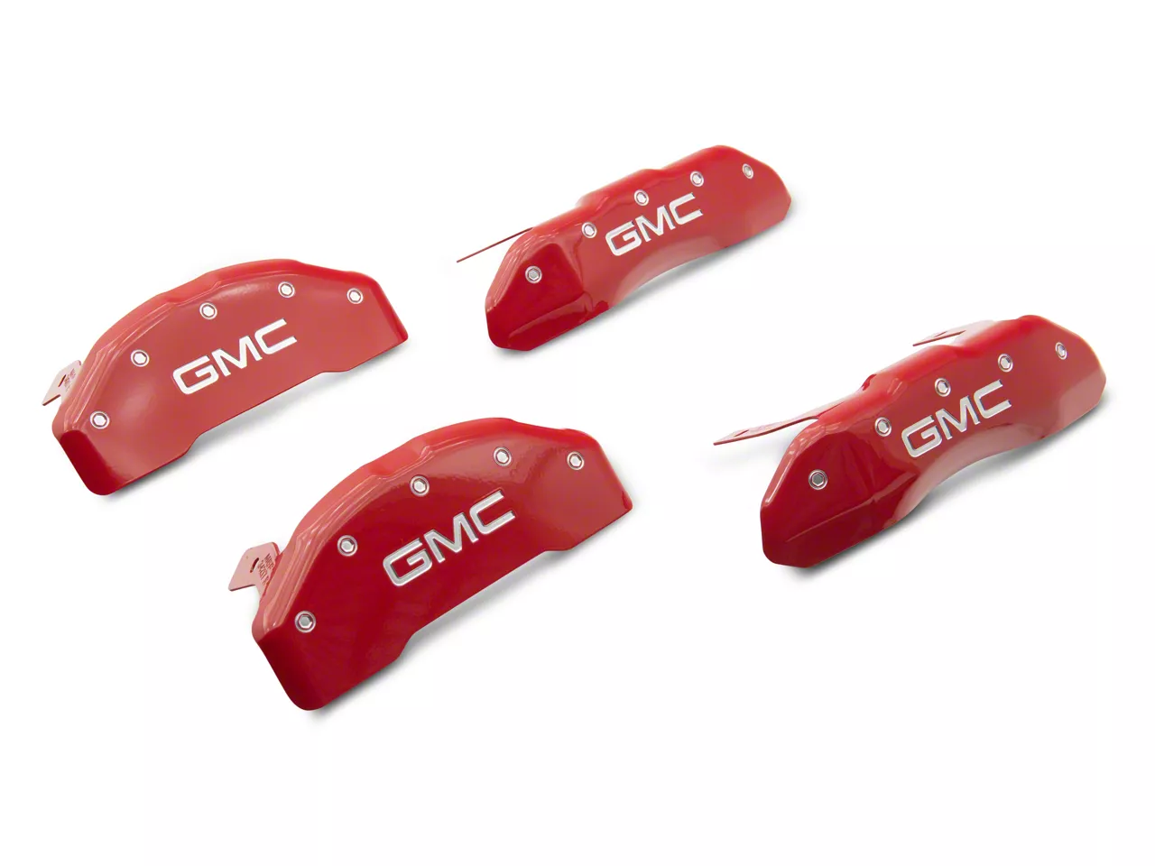 MGP Sierra 1500 Brake Caliper Covers with GMC Logo; Red; Front and Rear