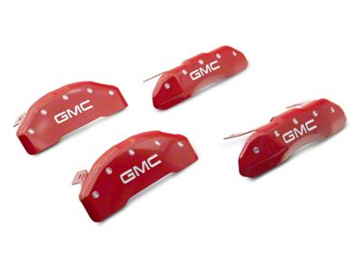 MGP Brake Caliper Covers with GMC Logo; Red; Front and Rear (19-24 Sierra 1500)