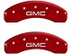 MGP Brake Caliper Covers with GMC Logo; Red; Front and Rear (99-06 2WD Sierra 1500 w/ Single Piston Rear Calipers)