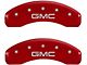 MGP Brake Caliper Covers with GMC Logo; Red; Front and Rear (00-06 4WD Sierra 1500 w/ Dual Piston Rear Calipers)