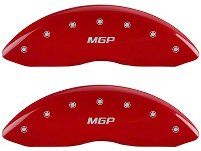 MGP Brake Caliper Covers with MGP Logo; Red; Front and Rear (99-06 2WD Sierra 1500 w/ Single Piston Rear Calipers)