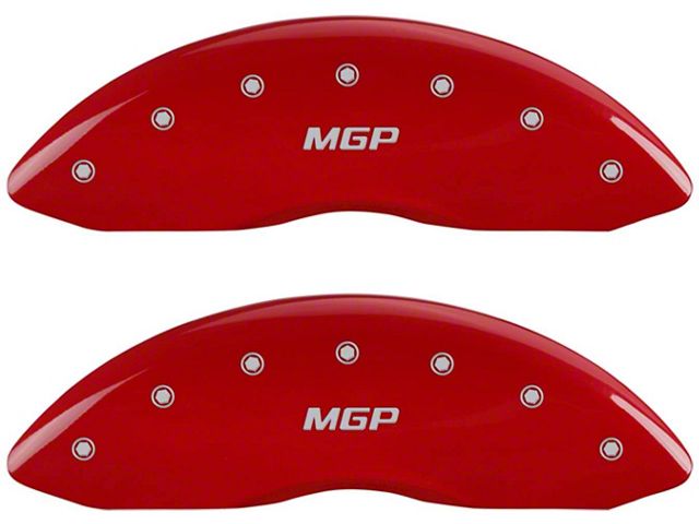 MGP Brake Caliper Covers with MGP Logo; Red; Front and Rear (99-06 2WD Sierra 1500 w/ Single Piston Rear Calipers)