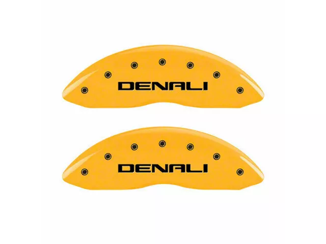 MGP Brake Caliper Covers with Denali Logo; Yellow; Front and Rear (19-24 Sierra 1500)
