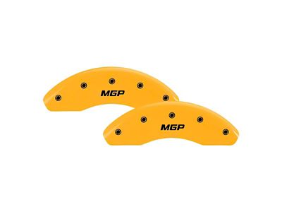 MGP Brake Caliper Covers with MGP Logo; Yellow; Front and Rear (00-06 4WD Sierra 1500 w/ Dual Piston Rear Calipers)