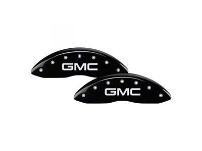 MGP Brake Caliper Covers with GMC Logo; Black; Front and Rear (07-10 Sierra 2500 HD)