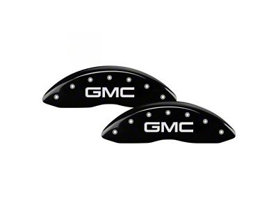 MGP Brake Caliper Covers with GMC Logo; Black; Front and Rear (20-24 Sierra 2500 HD)