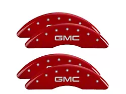 MGP Brake Caliper Covers with GMC Logo; Red; Front and Rear (11-19 Sierra 2500 HD)