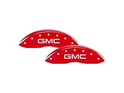 MGP Brake Caliper Covers with GMC Logo; Red; Front and Rear (20-26 Sierra 2500 HD)