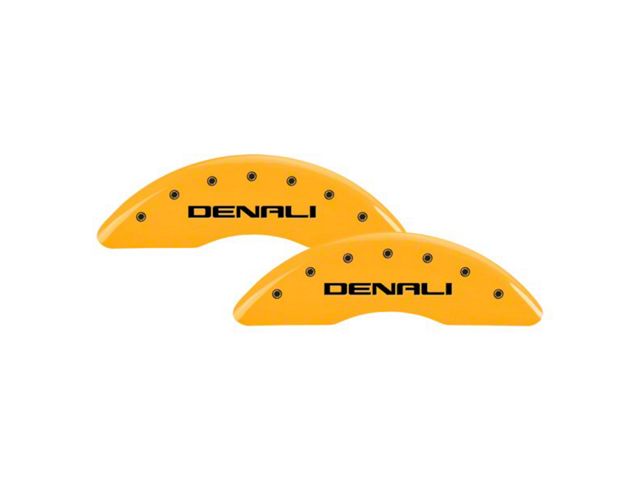 MGP Brake Caliper Covers with Denali Logo; Yellow; Front and Rear (11-19 Sierra 2500 HD)