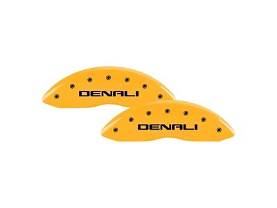 MGP Brake Caliper Covers with Denali Logo; Yellow; Front and Rear (20-24 Sierra 2500 HD)