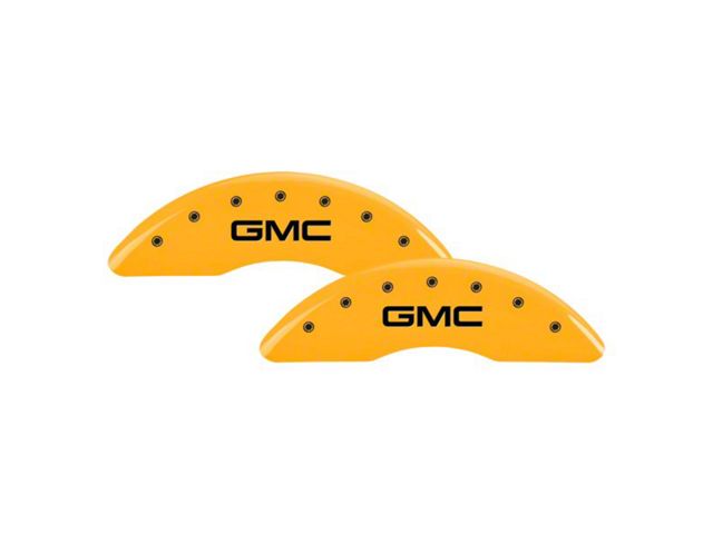 MGP Brake Caliper Covers with GMC Logo; Yellow; Front and Rear (11-19 Sierra 2500 HD)