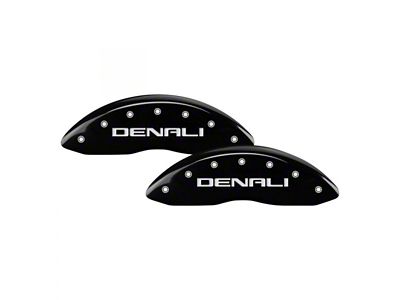 MGP Brake Caliper Covers with Denali Logo; Black; Front and Rear (11-19 Sierra 3500 HD SRW)