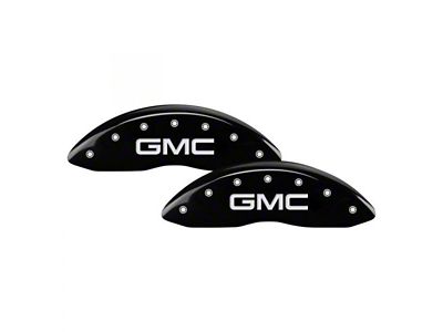 MGP Brake Caliper Covers with GMC Logo; Black; Front and Rear (20-25 Sierra 3500 HD SRW)