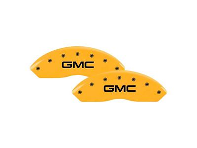 MGP Brake Caliper Covers with GMC Logo; Yellow; Front and Rear (20-24 Sierra 3500 HD SRW)