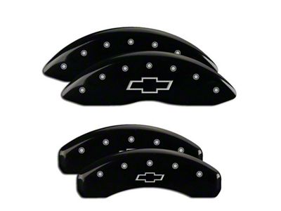 MGP Brake Caliper Covers with Bowtie Logo; Black; Front and Rear (19-24 Silverado 1500)