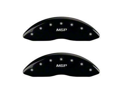 MGP Brake Caliper Covers with MGP Logo; Black; Front and Rear (19-25 Silverado 1500)