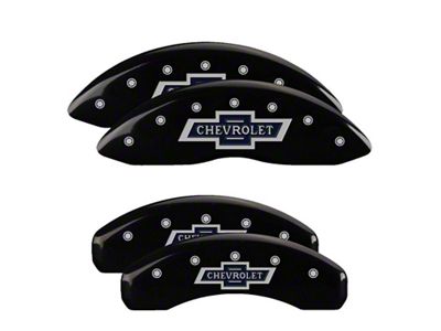 MGP Brake Caliper Covers with 100 Anniversary Logo; Black; Front and Rear (14-18 Silverado 1500)