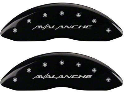MGP Brake Caliper Covers with Avalanche Logo; Black; Front and Rear (07-13 Silverado 1500)